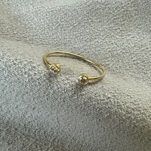 Dainty 14k Gold Italy Open Ring with Cubic Zirconia.